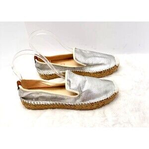 COOLWAY Women's Silver Canvas Espadrilles Flats Shoes SZ 10.5/Eur 41